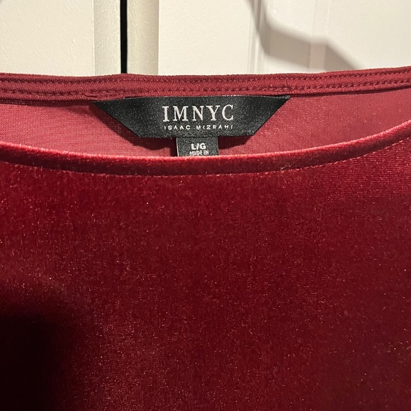 Red Velvet Boatneck Top 3/4 Sleeves - Picture 4 of 10